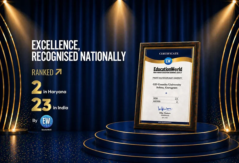 GD Goenka University is ranked 2nd in Haryana and 23rd in India by Education World India Higher Education Rankings 2026–27.