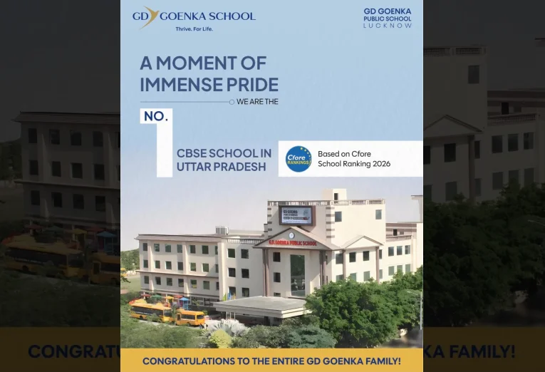 GD Goenka Public School Lucknow Ranked No. 1 CBSE School in Lucknow & Uttar Pradesh in Cfore School Rankings 2026.